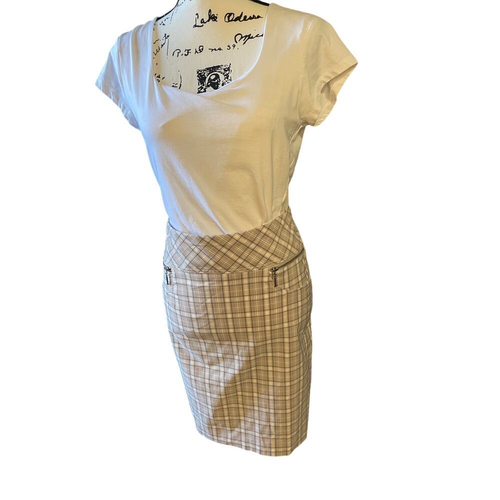 Joe B By Joe Benbasset Plaid Pencil Skirt Side Zip Pockets Stretchy Women Medium - Picture 7 of 12